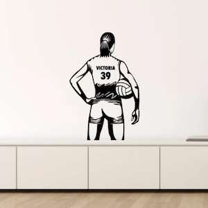 Custom Volleyball Girl Wall Decal Vinyl Sticker Jersey Player Personalized Name Wall Art Bedroom Wall Decor Sport Poster Print 1737