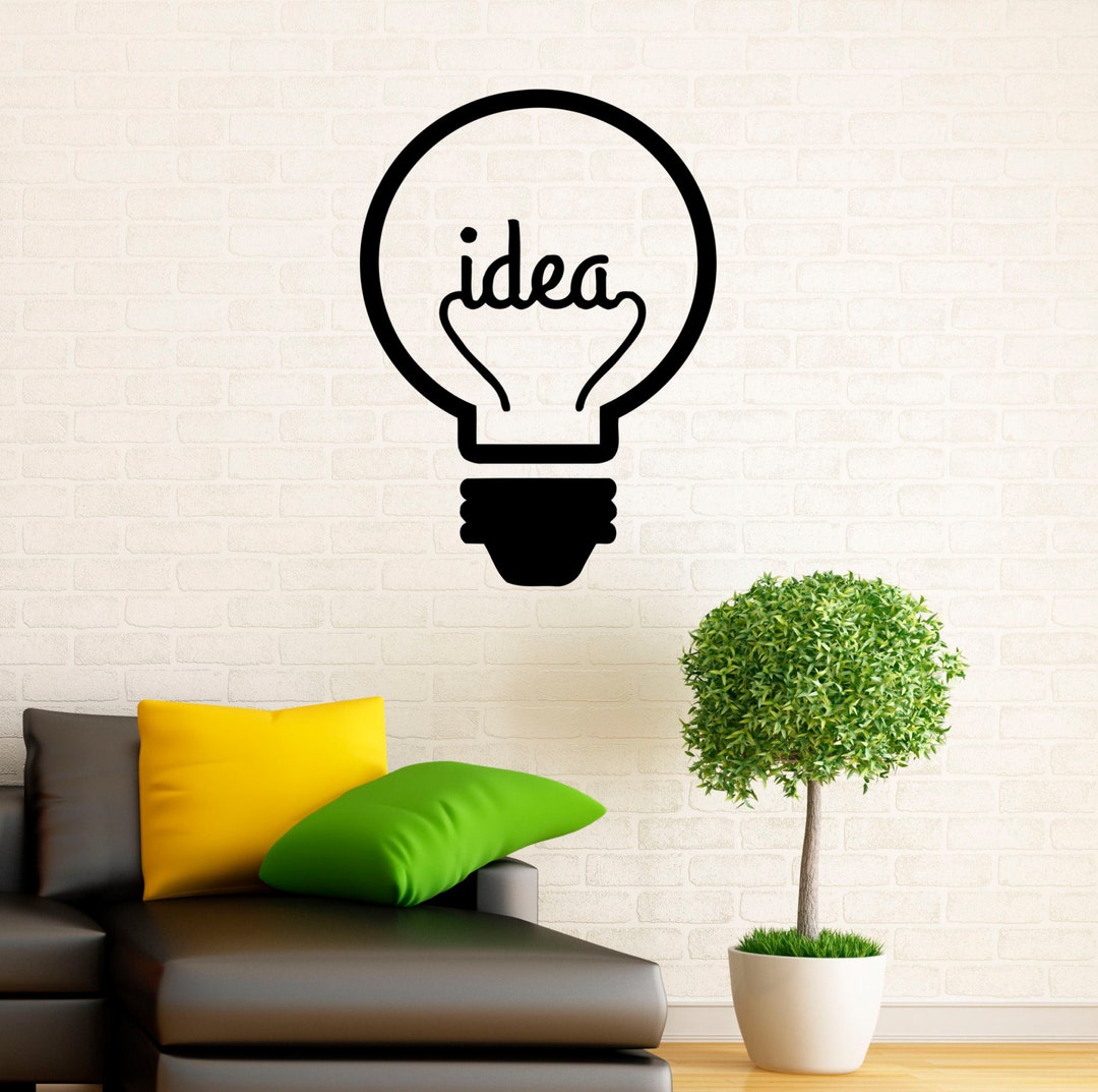 Idea Symbol Motivation Quote Wall Decal Lightbulb Idea Vinyl Stickers ...