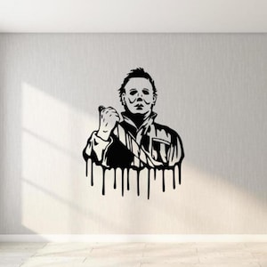 Adesivo da parete Myers Adesivo in vinile Film Killer Maniac Knife Sign Theater Wall Art Decor Film spaventoso Regalo Halloween Poster Stampa Stencil 1668