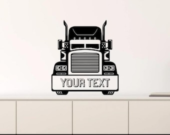 Adesivo da parete personalizzato per camion, in vinile, con nome personalizzato, decorazione da parete per cameretta dei bambini, poster per garage, stampa 1642