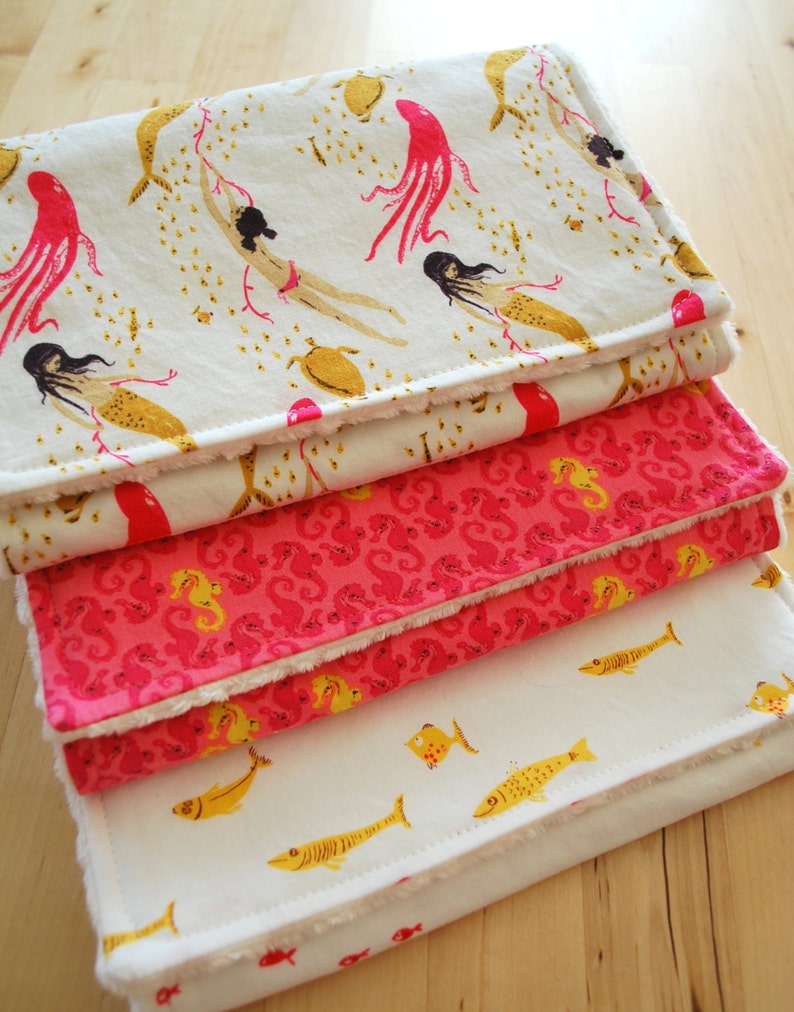Cotton and Minky Baby Girl Burp Cloths / Burp Rags / Etsy