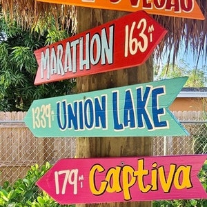 Custom Coastal Directional Sign! Hand painted personalized gift.