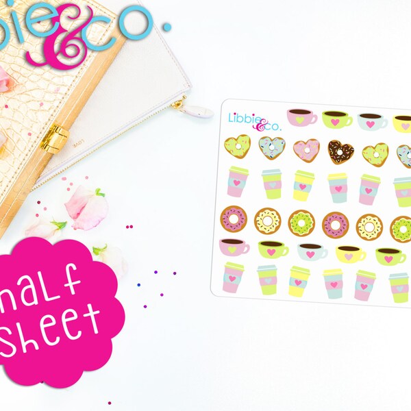 Coffee and Donut icons...perfect for erin condren, plum paper, mambi, happy or inkwell press planners!!! HS14