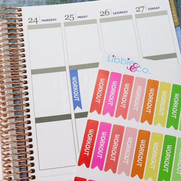 Workout Rainbow Page Flag Life Planner Die-Cut Stickers! Set of 52 Perfect for the Erin Condren Planner!!! FIT01