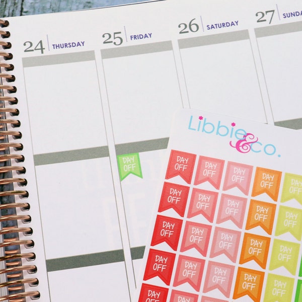 Small Rainbow Day Off Page Flag Life Planner Die-Cut Stickers! Set of 156 Perfect for the Erin Condren Planner!!! FLAG18