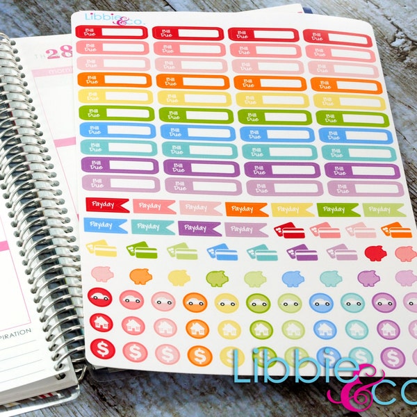 Bills/Money Kit Life Planner Die-Cut Stickers!!  Set of 100 Perfect for the Erin Condren Planner!!! BIL05