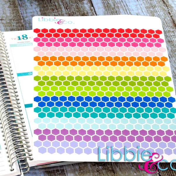 Honeycomb Stickers! Set of 396 Perfect for the Erin Condren, Limelife, Plum Paper or Kikki Planners! HTC20