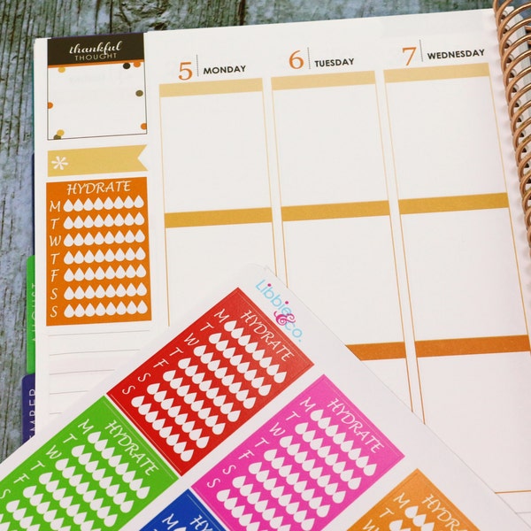Hydrate Sidebar Life Planner Sticers.  Set of 16 Perfect for the Erin Condren Life Planner Stickers!!! SB06