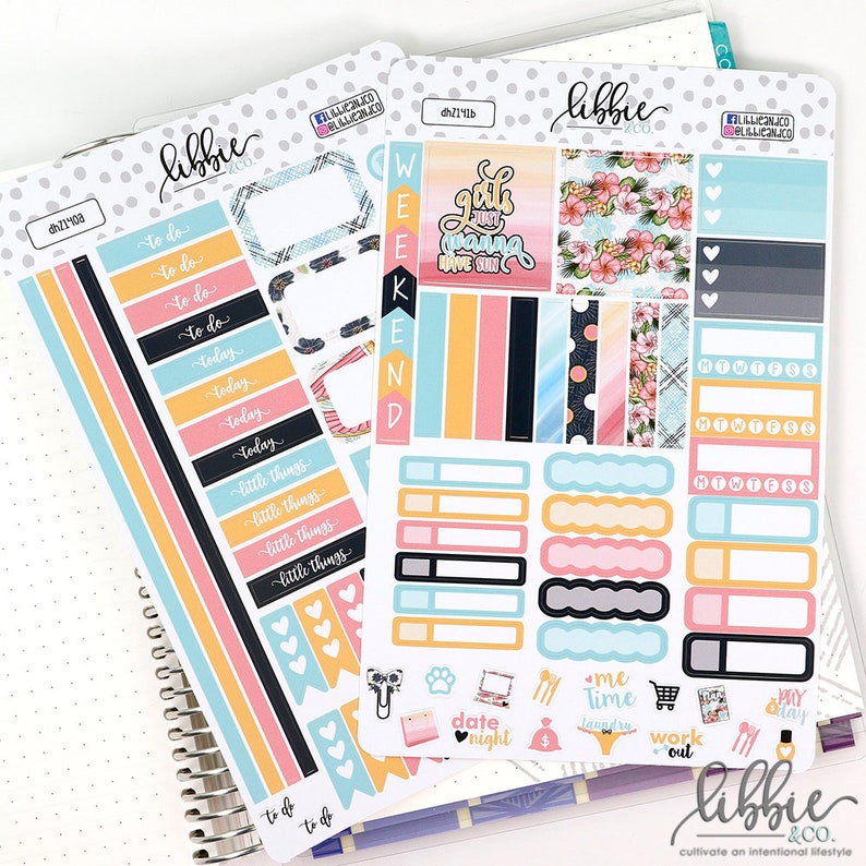 DHZ141 Girls Wanna Have Sun Horizontal Life Planner Kit Stickers Erin Condren Planner!!!! weekly kit