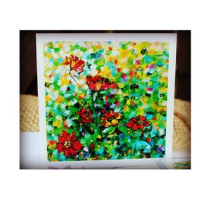 Carte de vœux, Carte d’art, Carte de coquelicots, Carte de fleurs, Carte de remerciement, Carte pour elle, Carte avec enveloppe