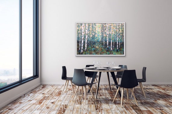 Sold Birch Tree Painting Made To Order Large Tree Painting Etsy