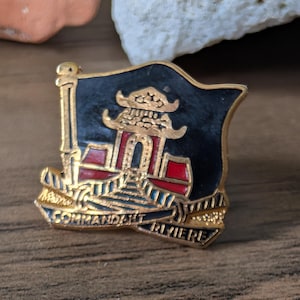French Navy Commander Rivière vintage enamel military ship pin