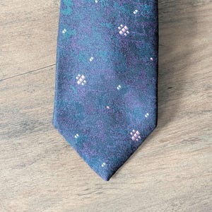 Vintage 80s Le Marquis tie teal purple pink geometric deadstock 1980s synthwave necktie