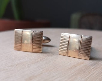 Boutons De Manchettes Plaqué Or – Design Ancienne Monnaie Reproduction XXème – Occasion – Style Vintage
