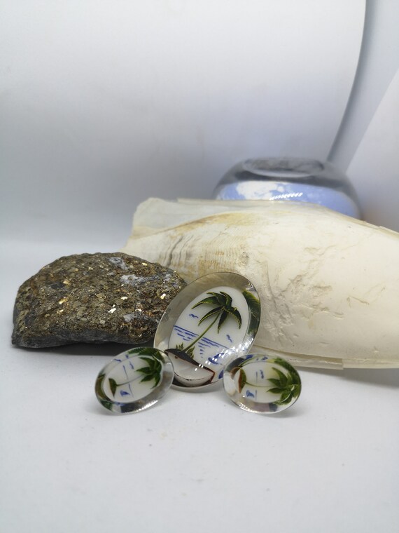 Kit vintage resin brooch and screw earring • Beau… - image 3