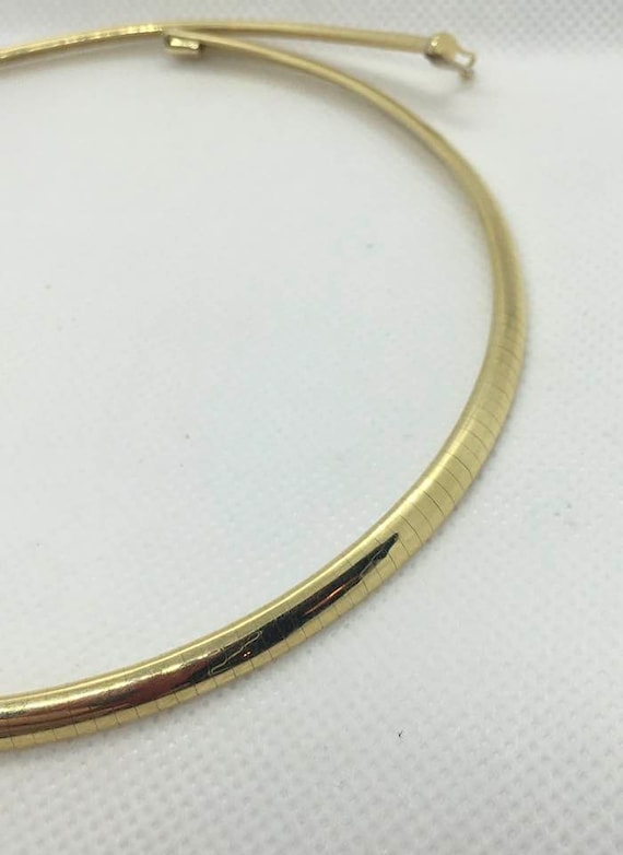 5mm Solid Gold 14KT Omega Choker 16" - image 2