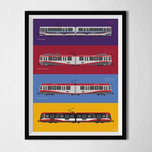 Canadian Light Rail Transit Poster, Calgary Edmonton Vancouver Ottawa Train Art, C-Train SkyTrain O-Train Capital Line Print