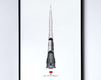 N1 Fusée lunaire soviétique - Space Rocket Print