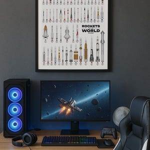 Rockets of the World, Drawn to Scale | Modern Spaceflight Art Print image 6