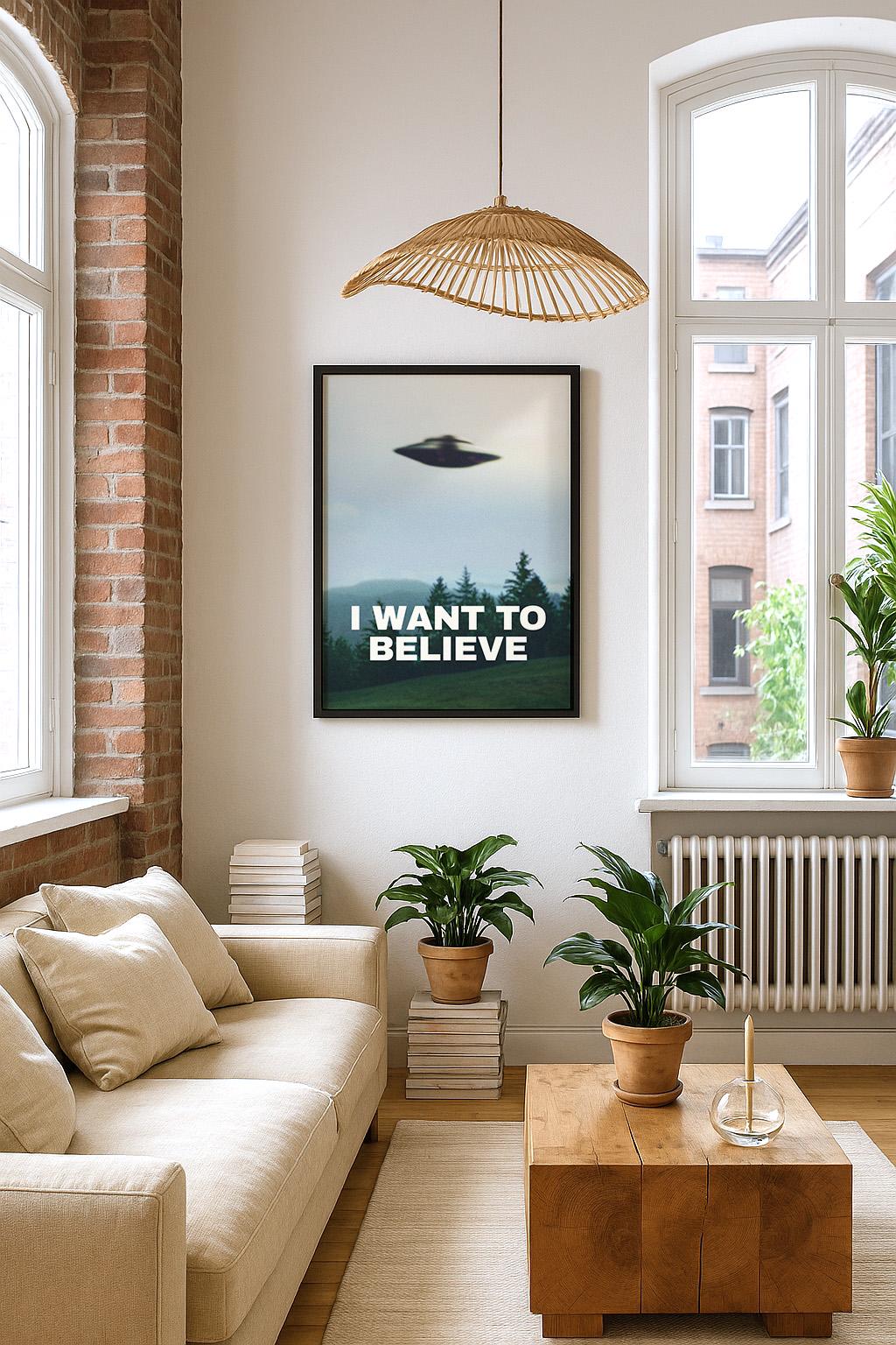 オリジナル「I Want to Believe」X-ファイルポスター、モルダーUFO