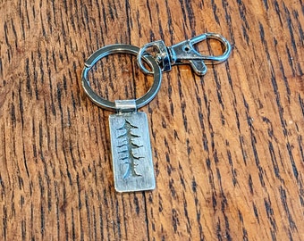Evergreen Keychain, Sterling Silver Keychain, Sterling Silver Key Fob
