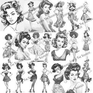 44 Animated Cover Girls Digital Coloring Book Kids Adults Pin up