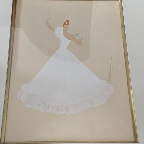 Erte Roman De Tirtoff original gouache costume design Art Deco white