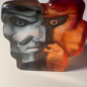 Mats Jonasson Cubist style of Picasso Glass Sculpture Faces