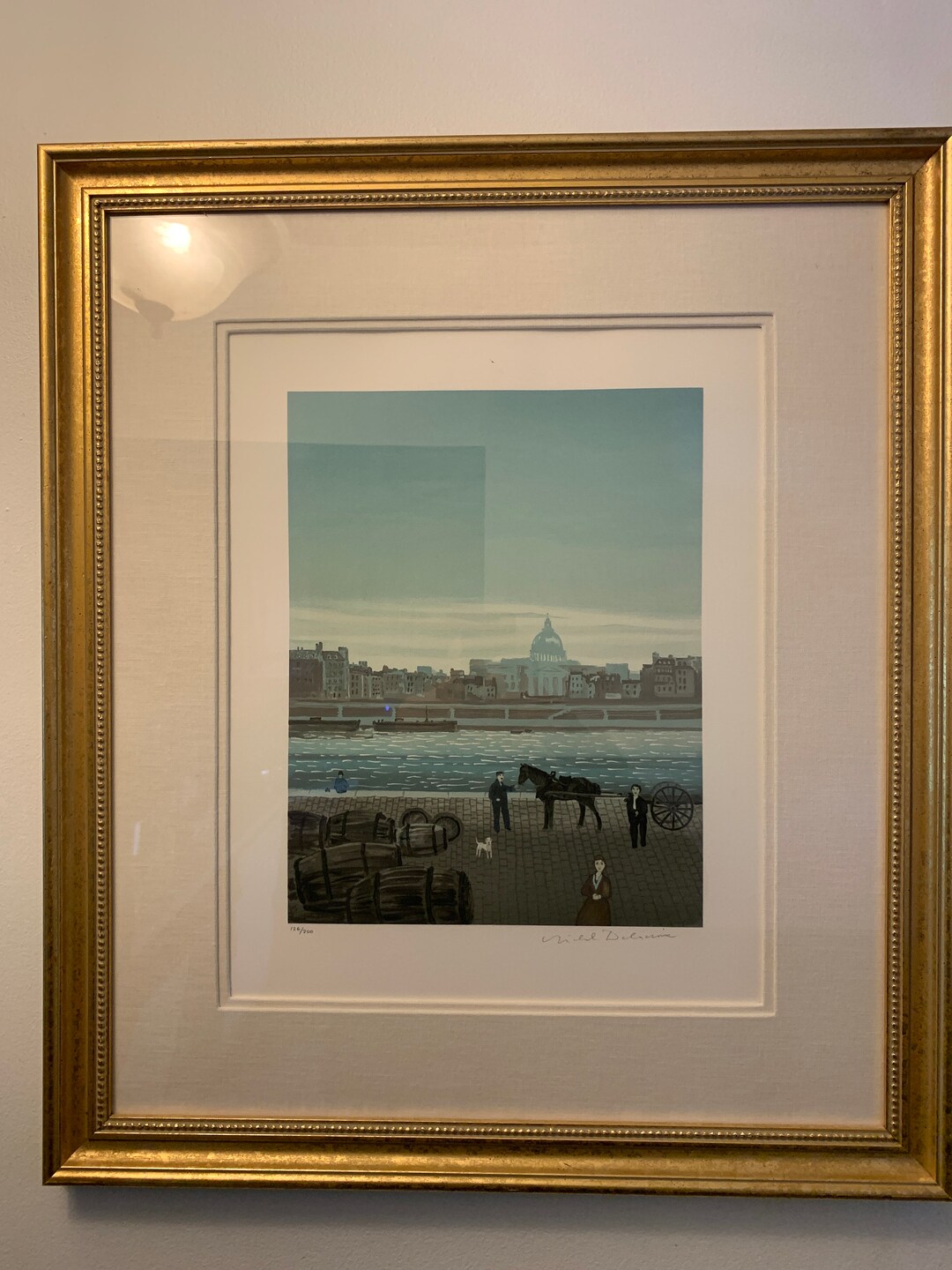 Michel Delacroix Original Lithograph bord De Seine Laube Signed and