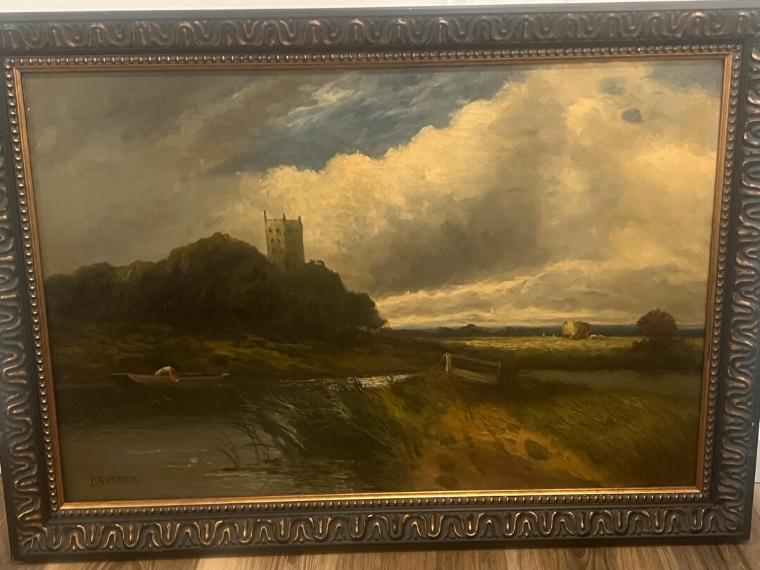 Daniel Sherrin english, 1868-1940, River Landscape With Tower, Oil on ...