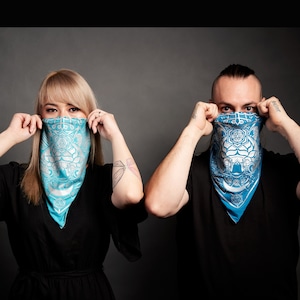 Blue Bandana, Rave Bandana, Festival Bandana, Handmade Bandana, Face Mask, Neck Gaiter, Face Covering, Face Cover, Bandana Face Mask