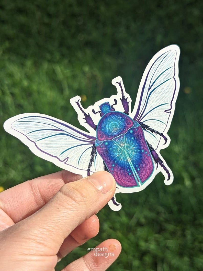 Scaracat Sticker Scarab Beetle Sticker, Beetle Sticker, Cute Insect Sticker, Bug Sticker ...