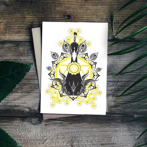 Carte de vœux - Indian Peafowl (Air Element) / Spirit Animal Card / Five Elements / Meditation Art / Mindfulness / Mandala Stationery