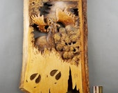 Para los amantes de regalo de cumpleaños de alces escultura de alces en la madera con corteza arte y regalo de la colección de arte de la caza de pared OOAK