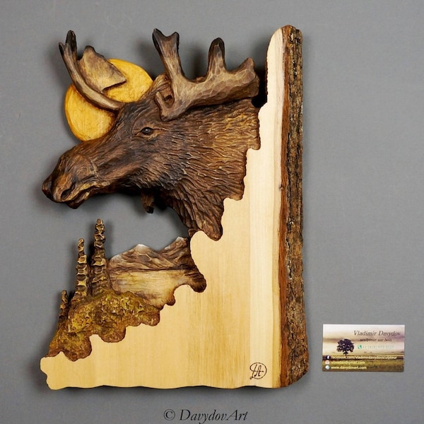Carved Moose Etsy