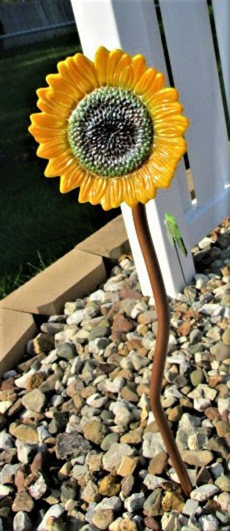 Fused Glass Yard Art Sunflower