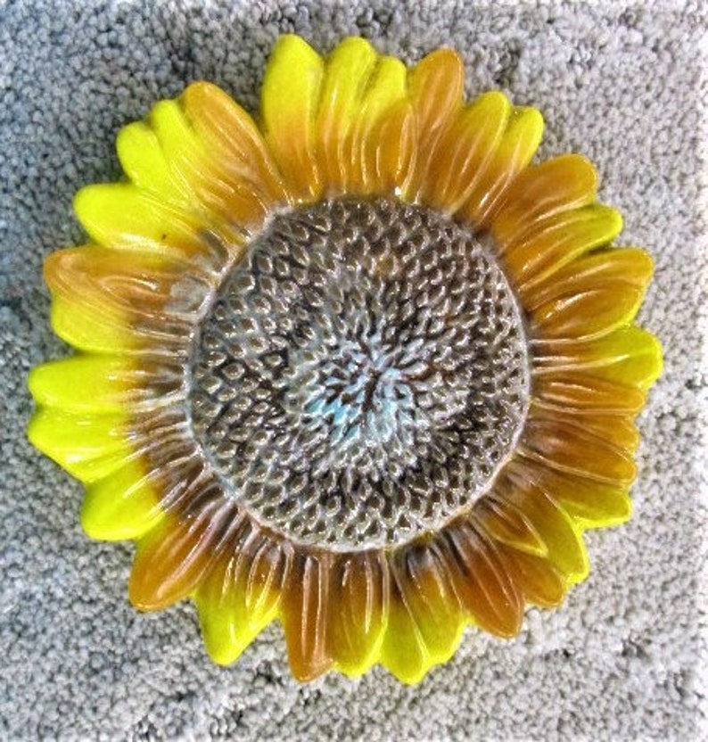 Fused Glass Yard Art Sunflower