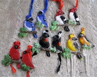 Bird Suncatchers or Plant Stakes made of Fused Glass