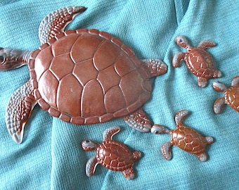 Sea Turtle & Babies - Fused Glass