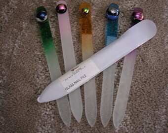 Glass Nail File Set with Fused Glass Accents