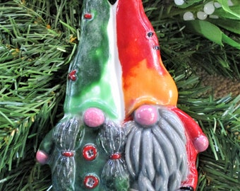 Happy Fused Glass Gnome Ornament/Plant Stake