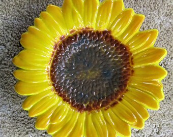 Sunflower Yard Art or Dish of Fused Glass