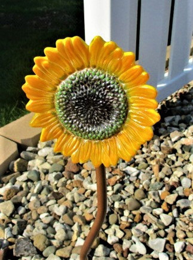 Fused Glass Yard Art Sunflower