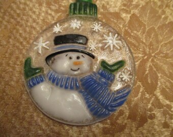 Snowman Ornament of Fused Glass
