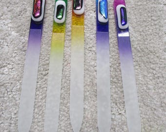 Glass Nail File Set with Fused Glass Accents