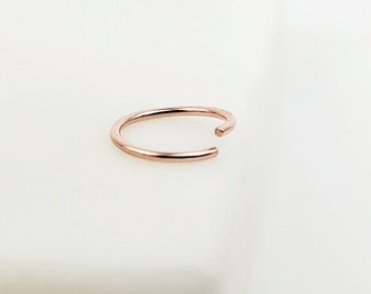 14k Solid Gold Nose Hoop, 10mm, 11mm 22g Hoop Gold Nose Ring, Classic Open Hoop Seamless, Tragus, Cartilage, Nose Ring Real Gold