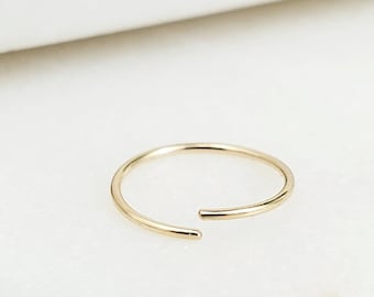 14k Solid Gold Nose Hoop 6mm 7mm 8mm 9mm 22g Hoop Snug Nose Ring, Classic Open Hoop Seamless, Tragus, Cartilage, Nose Ring Real Gold