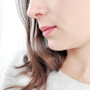 18k Solid Gold Nose Hoop, 6mm, 7mm, 8mm, 9mm 20g Hoop Snug Nose Ring, Classic Open Hoop Seamless, Tragus, Cartilage, Nose Ring Real Gold