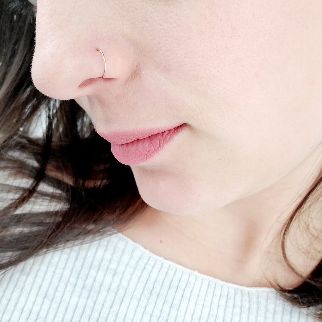 Snug Nose Ring, 10k Solid Gold Nose Hoop, 6mm, 7mm, 8mm, 9mm 22g Hoop
