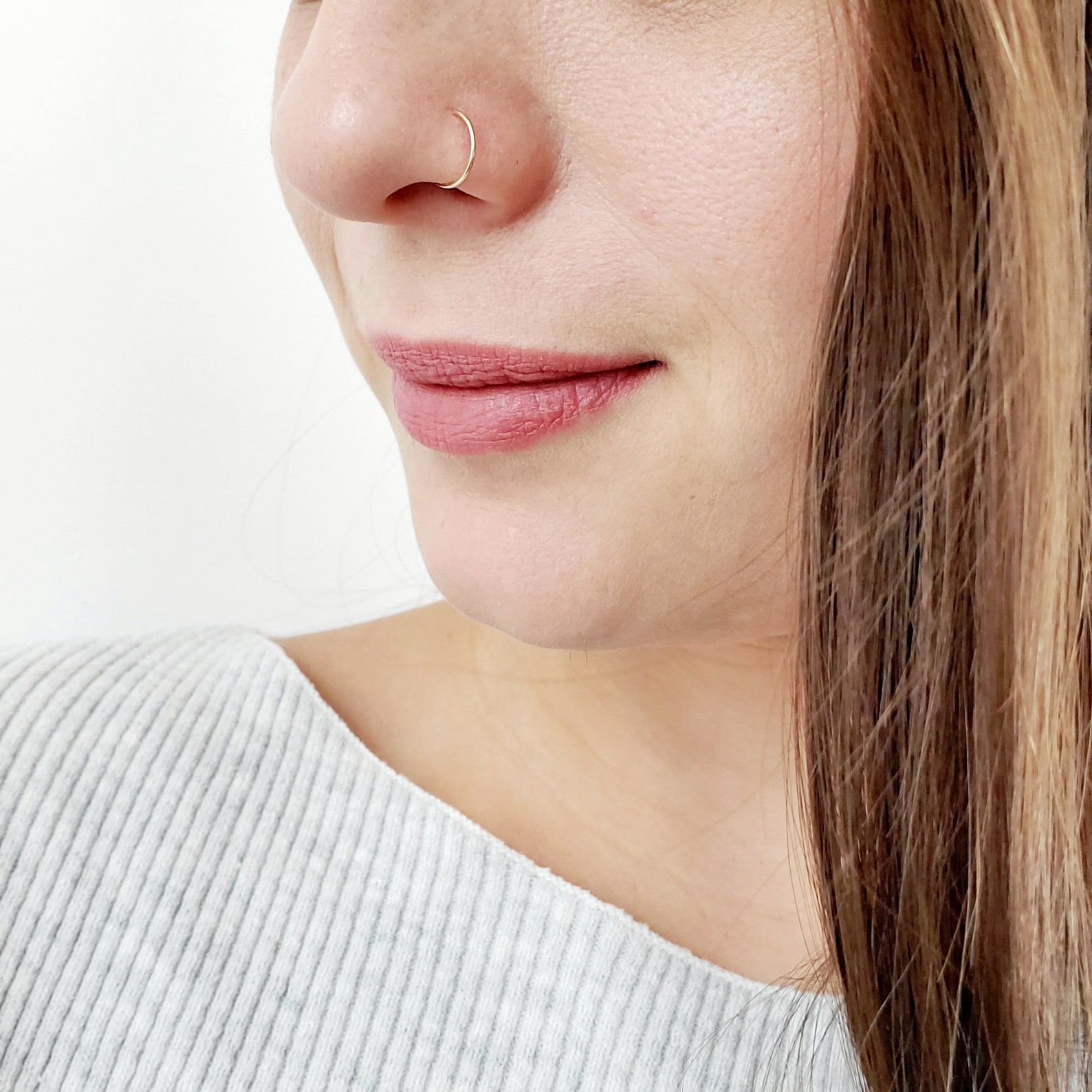 Snug Nose Ring 10k Solid Gold Nose Hoop 7mm 22g Hoop Etsy